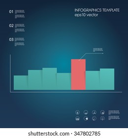 Infographics chart element. Material design graph vector background. Set of business and finance icons. Eps10 vector illustration.