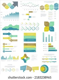 Infographics charts. Financial analysis data graphs and diagram, marketing statistic workflow modern business presentation elements vector investment progress icon set