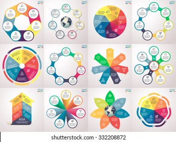 Infographics, charts, graphs, diagrams with 7 steps, options, parts, processes, directions. Vector business templates for presentation and training.
