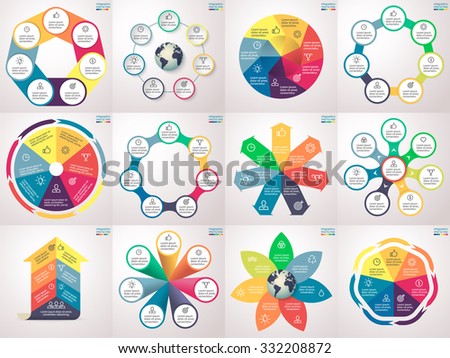 Infographics, charts, graphs, diagrams with 7 steps, options, parts, processes, directions. Vector business templates for presentation and training.