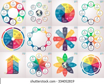 Infographics, charts, graphs, diagrams with 8 steps, options, parts, processes, directions. Vector business templates for presentation and training.