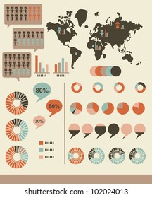 infographics charts with world map