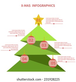 Infographics as a Christmas tree origami with toys for your business