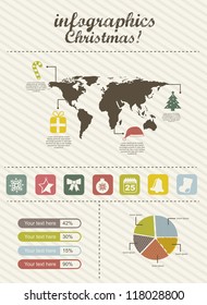 infographics christmas, vintage style. vector illustration