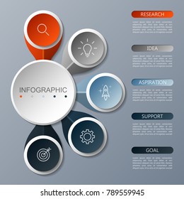  Infographics circle design  with 5 options