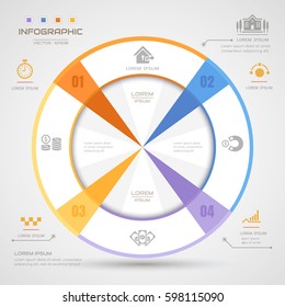 Infographics Circle design template with icons, process diagram, Vector eps10 illustration
