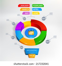 Infographics circle diagram, graph Vector illustration, stats of the month