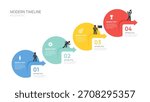 Infographics circle label arrow symbol timeline business 4 steps to success template.
