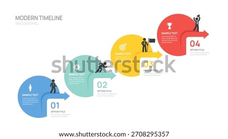 Infographics circle label arrow symbol timeline business 4 steps to success template.