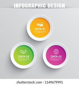 Infographics circle paper with 3 data template. Vector illustration abstract background. Can be used for workflow layout, business step, brochure, flyers, banner, web design.