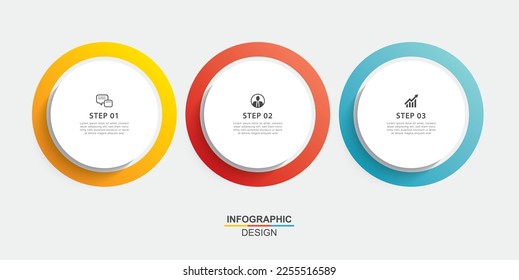 Escala de tiempo de círculo de infografía con plantilla de datos de 3 números. Fondo abstracto de ilustración vectorial.