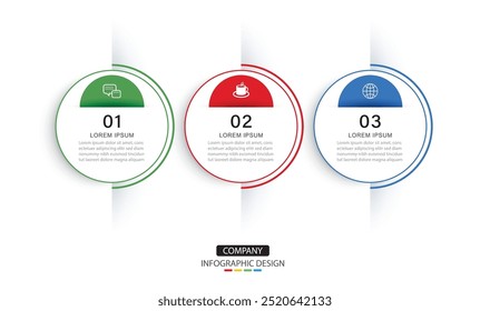 Infografía cronología circular con Plantilla de datos de 3 números. Fondo abstracto del negocio de la ilustración.
