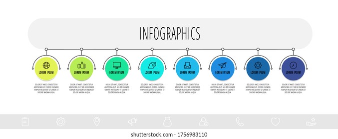 Infographics circles with 2 steps, labels. Line vector template. Can be used for diagram,, banner, workflow layout, presentations, flow chart, info graph, timeline, content, levels