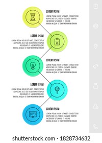 círculos de infografía con 5 pasos, etiquetas. Plantilla vectorial de línea plana. Se puede utilizar para cinco diagramas, negocios, web, banner, presentaciones, diagrama de flujo, gráfico de información, línea de tiempo, contenido, niveles, gráfico