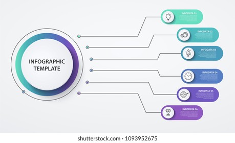 Infographics circles 6 options or steps. Business concept, block diagram, information graph, pie chart processes.