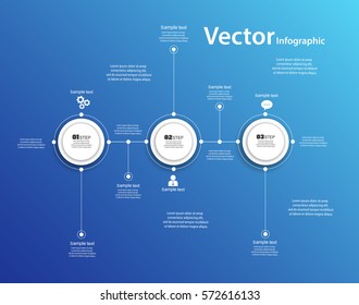  Infografía con círculos sobre fondo azul. Se puede utilizar para diseño de flujo de trabajo, diagrama, opciones de paso empresarial, banner, diseño web. Vector Eps 10