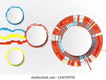 Infographics with circles technology on white backgraund. Can be used for workflow layout, diagram, business step options, banner, web design.