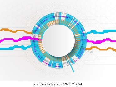 Infographics with circles technology on white backgraund. Can be used for workflow layout, diagram, business step options, banner, web design.
