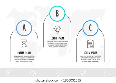Infographics circular with 3 steps, parts, icons. Flat vector template. Can be used for diagram, business, web, banner, workflow layout, presentations, flow chart, info graph, timeline, levels.