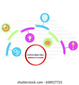 Infographics are circular with circles and arrows. Flat design, vector illustration, vector.