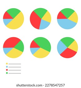 Infographics with circular pie charts. Pie chart for data analysis and web design. Vector illustration on a white background.