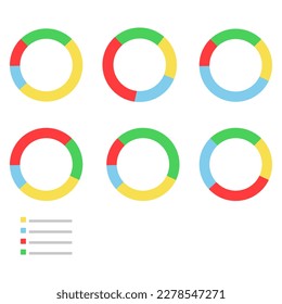 Infographics with circular pie charts. Pie chart for data analysis and web design. Vector illustration on a white background.