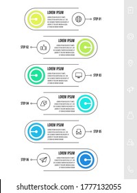 Infographics circular with six steps, parts, icons. Flat vector template. Can be used for diagram, business, web, banner, workflow layout, presentations, flow chart, timeline, content, levels.