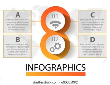 Infographics circular vector banner of 2 steps. Vector pattern of balls, bubbles for business presentations, design, education
