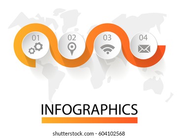 Infographics circular vector banner of 4 steps. Vector pattern of balls, bubbles for business presentations, design, education.
