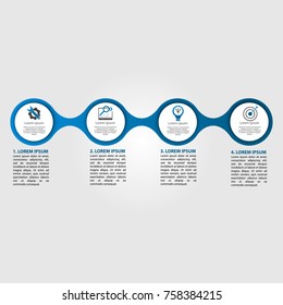 Infographics circular vector banner of 4 steps. Vector pattern illustration of four elements of balls, bubbles for business presentations, design, education.