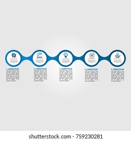 Infographics circular vector banner of 5 steps. Vector pattern illustration of five elements of balls, bubbles for business presentations, design, education.