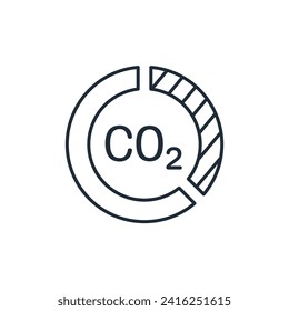 Infografía de CO2. Análisis de las emisiones de carbono.Icono lineal vector aislado en fondo blanco.