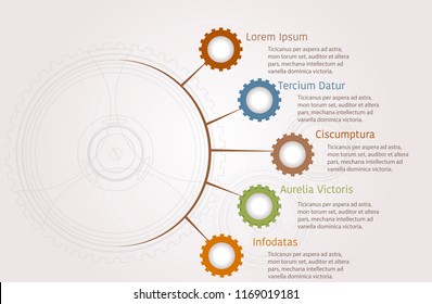 infographics cogs, gears presentation, business strategy plan