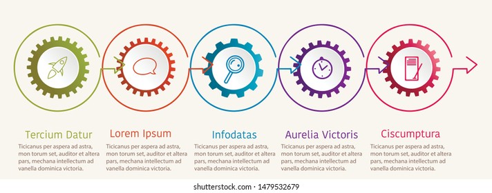 infographics cogs, gears presentation, business strategy plan