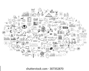 infographics collection hand drawn doodle sketch business ecomomic finance elements.