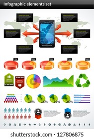 Infographics collection vector graph and charts design elements and data visualization icons set. For business presentation, workflow, diagram, flowchart concept, timeline and marketing banners.