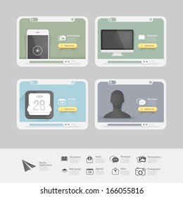Infographics Collection of vitange cards with flat Ui elements and icons for websites