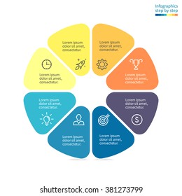 Infographics With Colored Sections. Business Chart, Graph, Diagram With 8 Steps, Options, Parts, Processes. Vector Business Template In Blue And Yellow For Presentation.