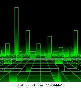Infographics, columns of the growth diagram. Abstract illustration. Levels indicators stylized computer technology. Vector background