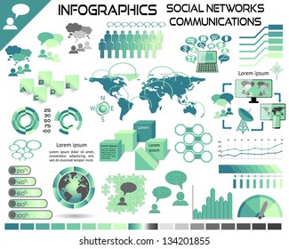 Infographics Communications Social Networks EPS10 - All objects grouped separately and easy to edit