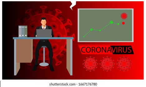 infographics of company profits and losses at the time of corona outbreak. news on financial business themes when there is a coronavirus