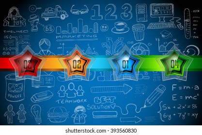Infographics complex layout with option buttons and hand drawn sketch background for data and information analysis with a number of solutions available. Ideal for product presentation, item ranking.