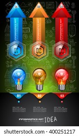 Infographics complex layout with option buttons and hand drawn sketch background for data and information analysis with a number of solutions available. 