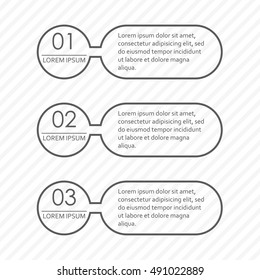 Infographics concept with 3 steps, options or levels . Outline chart, scheme, diagram or menu template. Strategy and workflow design elements. Vector illustration.