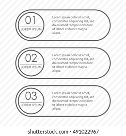 Infographics concept with 3 steps, options or levels . Outline chart, scheme, diagram or menu template. Strategy and workflow design elements. Vector illustration.