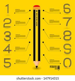 Infographics  concept by number shape pencil idea about a time 