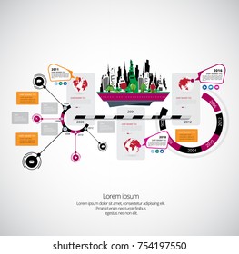 Infographics concept with city background