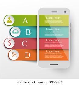 Infographics concept. Mobile phone data with icons 