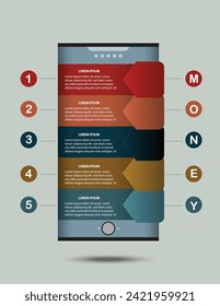 Infographics concept,Displaying elements of business data,Infographic format,elements of graph,Process chart,
5-steps concept,design for web banner or presentation,illustration,vector infographics.