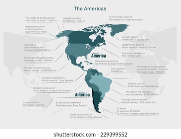 infografía continente americano vector azul y gris